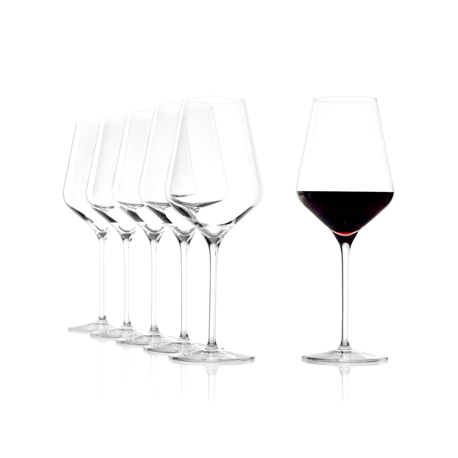 Premium Stolzle Lausitz Quatrophil German Crystal Red Wine Glasses Set of 6 - Elegant Stemware for Fine Dining, Wine Tasting & Gift Giving