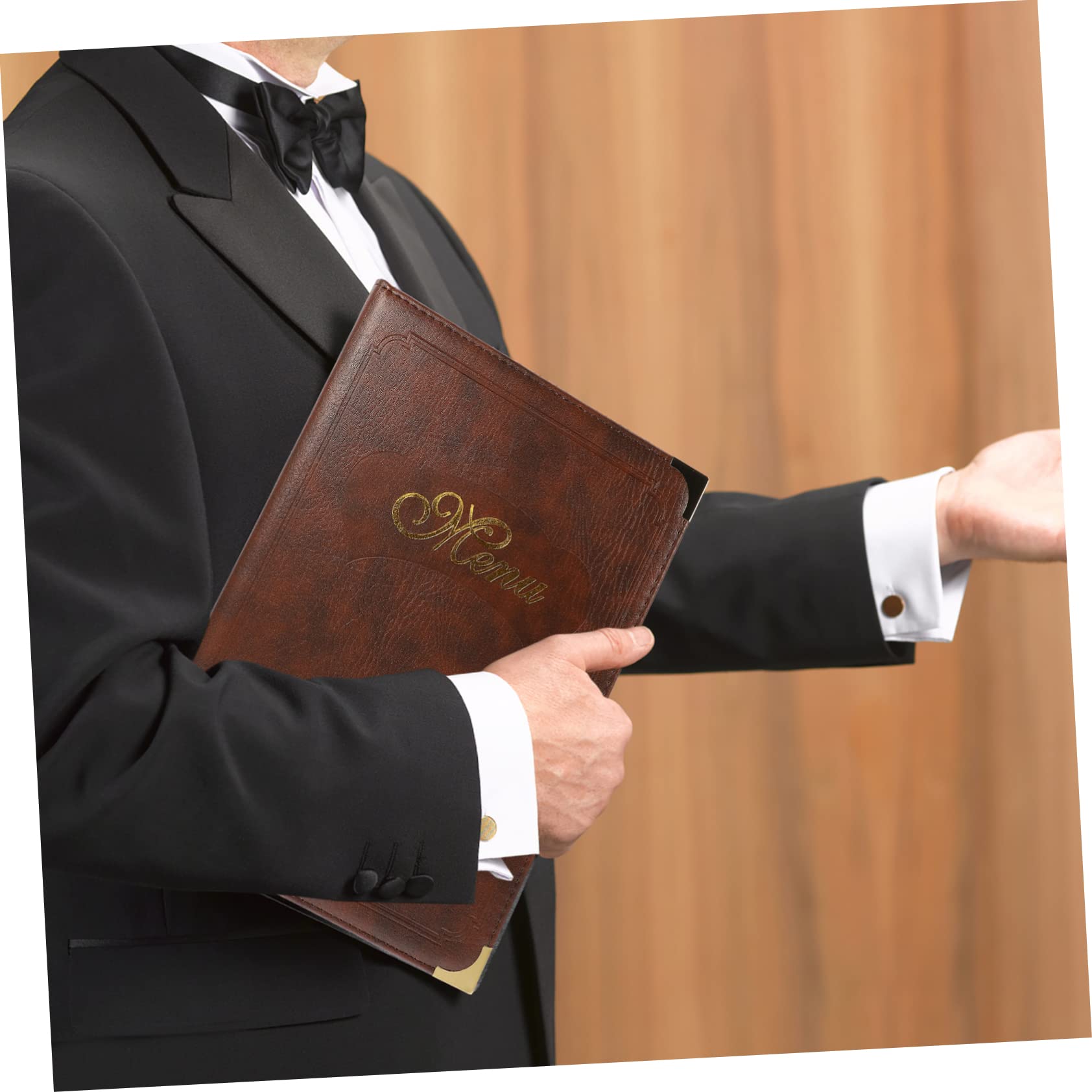 Premium Leather A4 Menu Holder - Restaurant Guest Check & Order Display Stand - Durable Leather Menu Book Cover for Tabletop Use - Ideal for Cafes, Bars, and Fine Dining Establishments