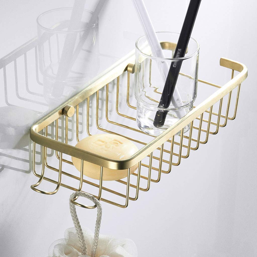 Stainless Steel Rectangle Bath & Kitchen Rack - Gold Bathroom Shelf Organizer (50cm) for Space Storage - Perfect for Shower, Vanity & Countertop Organization