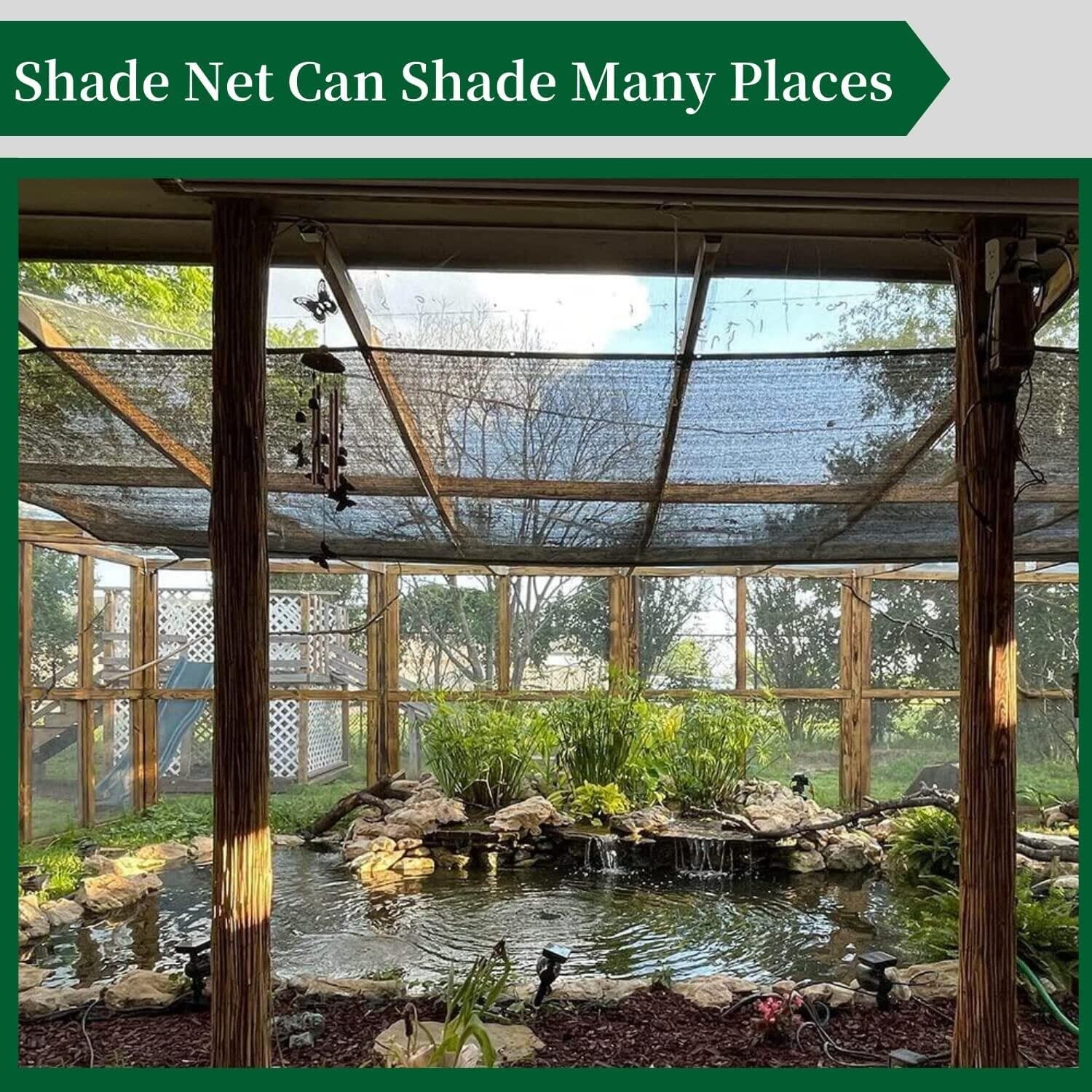 70% Shade Cloth 6x10 FT - UV Resistant Sunblock Garden Mesh with Grommets & 10 Ball Bungees - Green Shade Netting for Plants, Greenhouse, Patio, Chicken Coop, Pool Cover - Perfect for Outdoor Sun Protection & Gardening Needs