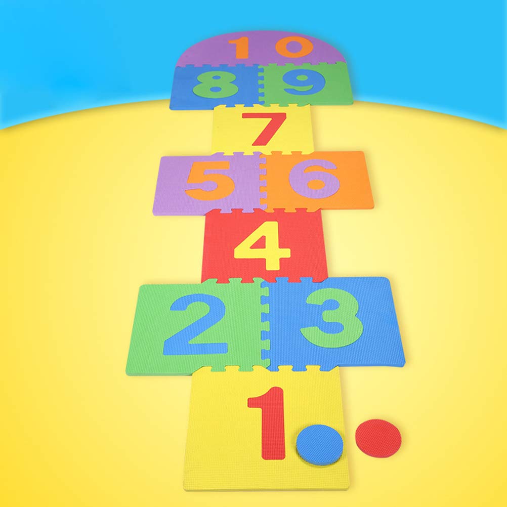 Kids Giant Hopscotch Mat Game - Soft EVA Foam Interlocking Tiles for Indoor & Outdoor Play - Safe Non-Slip Floor Tiles for Children's Garden, Backyard, and Family Fun Activities