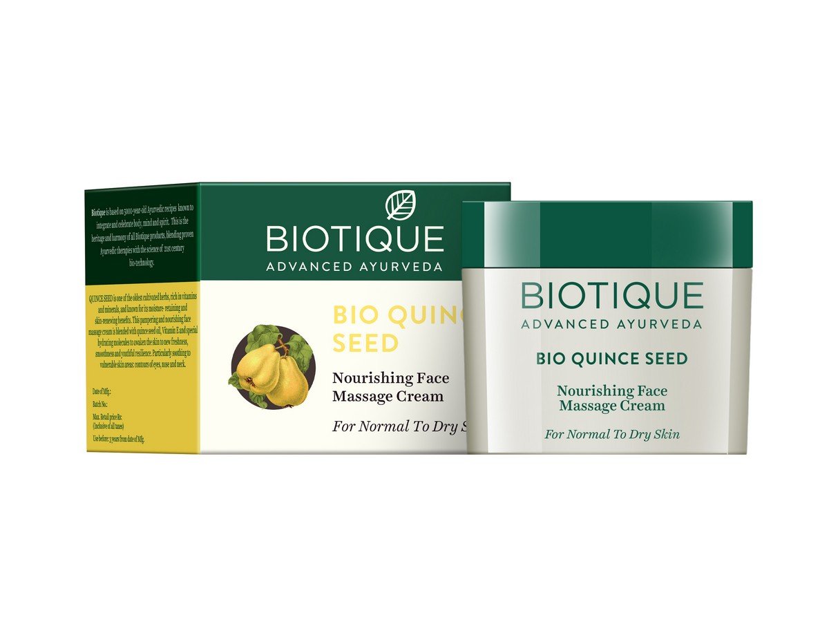 Biotique Bio Quince Seed Nourishing Face Massage Cream for Normal to Dry Skin 50g & Dandelion Visibly Ageless Serum 40ml - Hydrating Skincare Set for Daily Moisturizing and Anti-Aging Routine