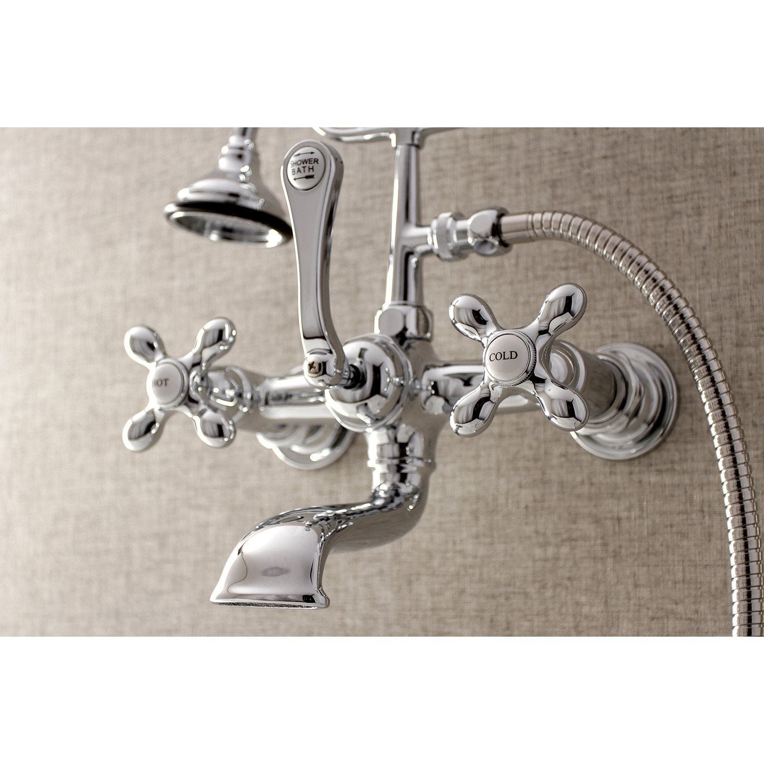 Vintage Aqua 3-Handle 2-Hole Wall Mount Clawfoot Bathtub Faucet with Hand Shower - Perfect for Classic Bathroom Renovation & Spa-Like Shower Experience