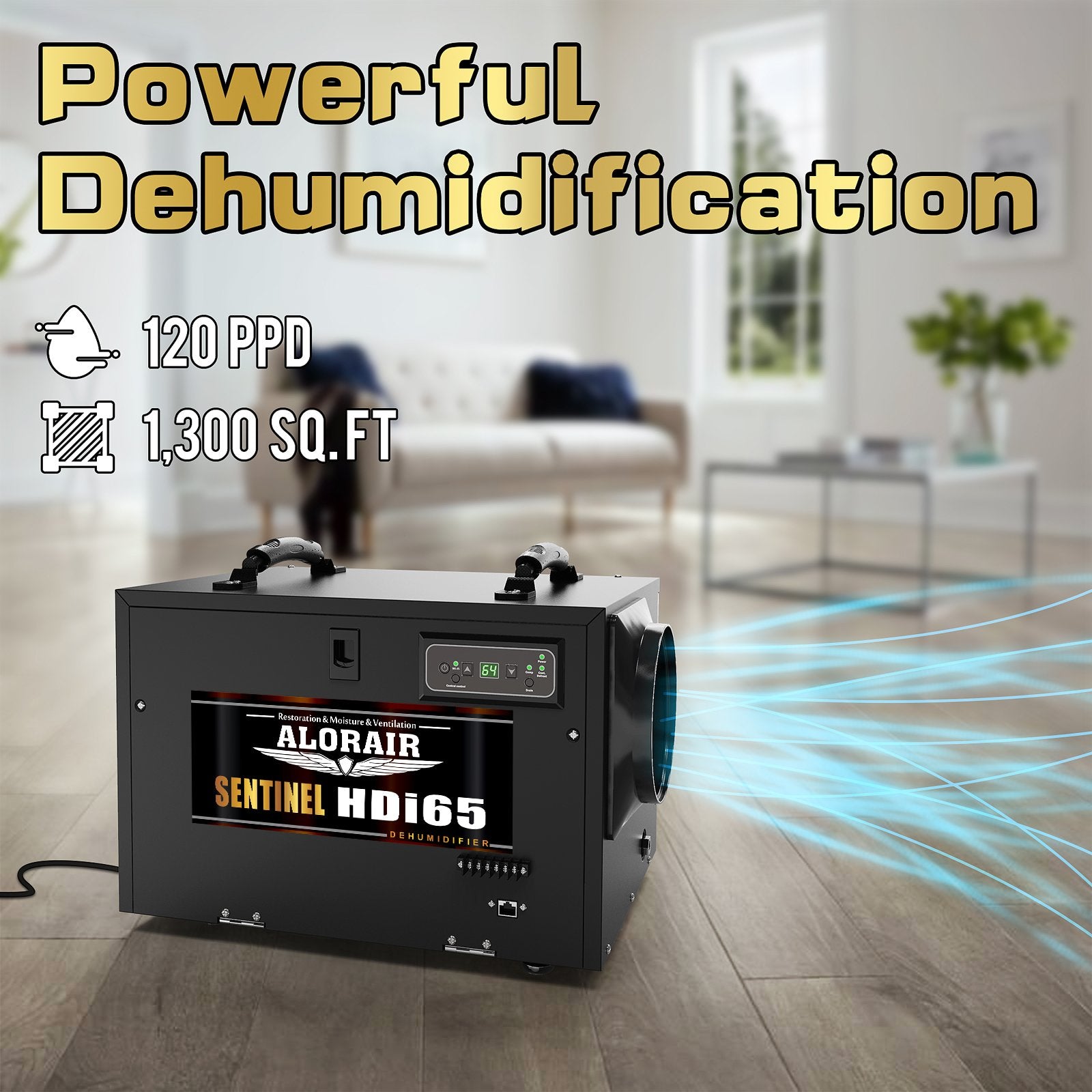 AlorAir Sentinel HDi65 Commercial Dehumidifier 120 PPD with Built-in Pump & Auto Defrost - Ideal for Basements, Crawlspaces & Large Spaces - Perfect for Water Damage Restoration, Mold Prevention & Humidity Control