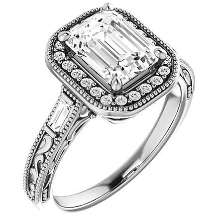 4 CT Emerald Colorless Moissanite Engagement Ring Set for Women - Sterling Silver Solitaire Bridal Wedding Ring - Anniversary Promise Gift for Her - Perfect for Proposals, Weddings & Special Occasions