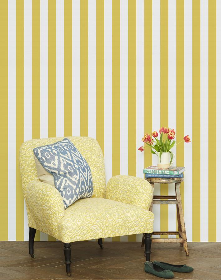 Wallshoppe 'Candy Stripe' Yellow Wallpaper - Peel and Stick Removable Wallpaper for Bedroom, Nursery & Home Decor