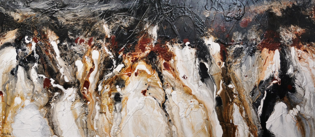 Pangea 270cm x 120cm Black Oxide Rust Textured Abstract Canvas Art - Modern Wall Decor for Living Room, Bedroom & Office