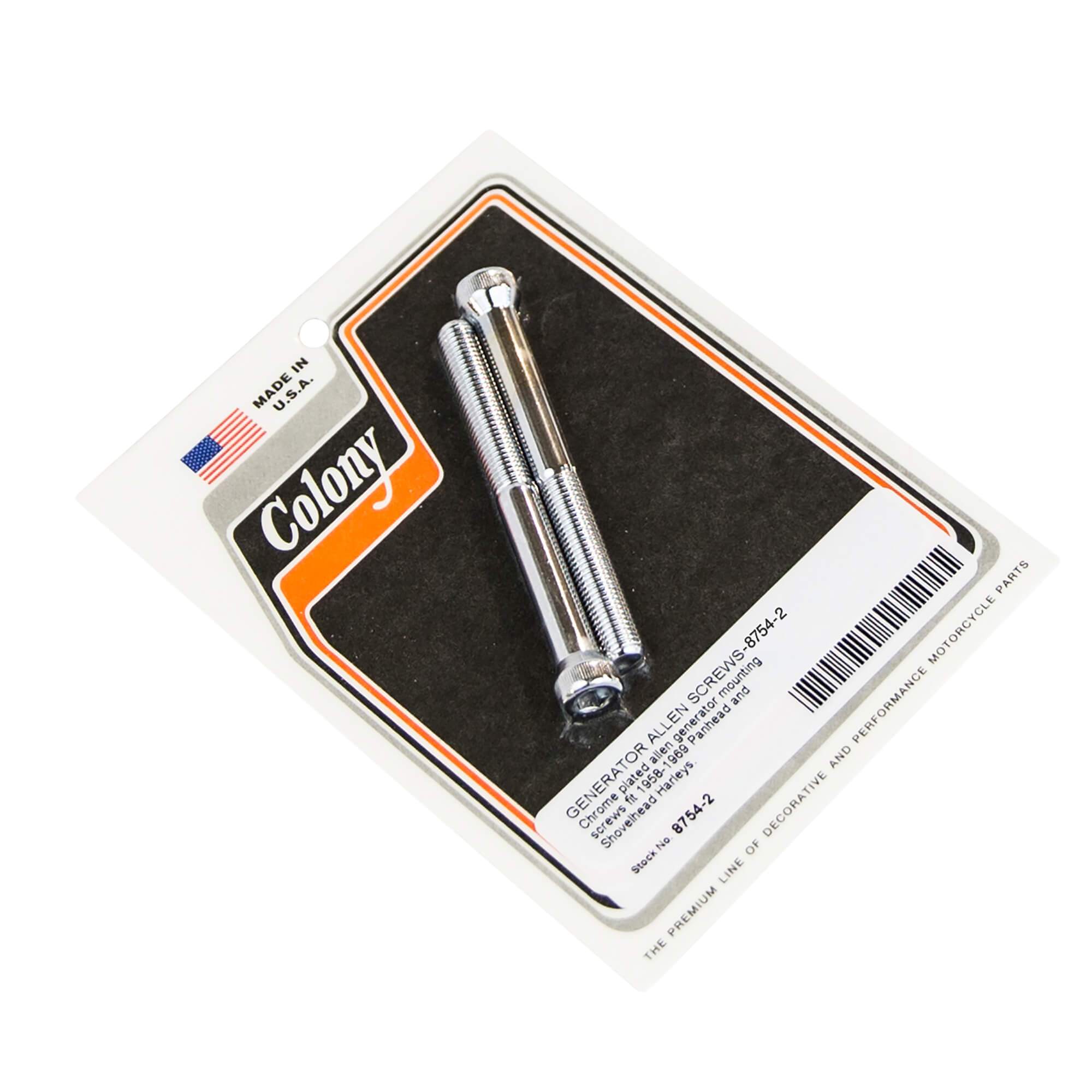 1958-1969 Harley Davidson Panhead & Shovelhead Chrome Plated Allen Screw Kit - #8754 2 Generator Screw Set for Motorcycle Engine Repair & Restoration Projects