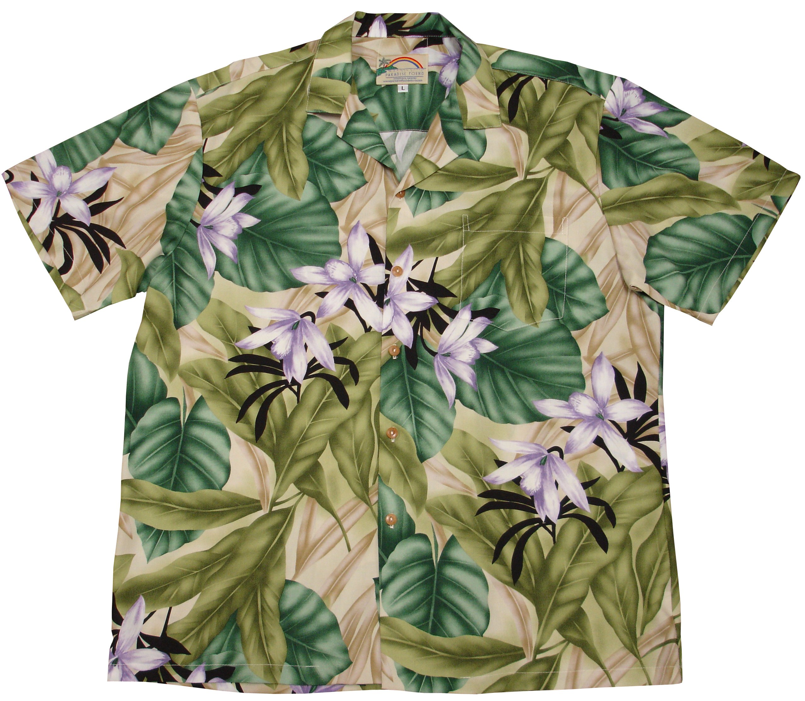 Men's Tropical Orchid Jungle Shirt - Hawaiian Aloha Shirt for Beach Vacation & Summer Outfits