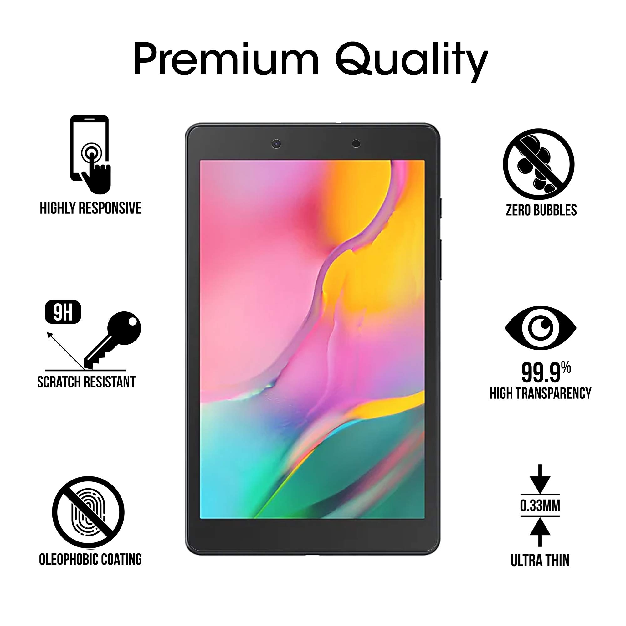 amFilm Tempered Glass Screen Protector for Samsung Galaxy Tab A 8.0 (2019 Version, SM-T290) - 2 Pack - HD Clear, Anti-Scratch, Bubble-Free - Perfect for Work, Study & Entertainment
