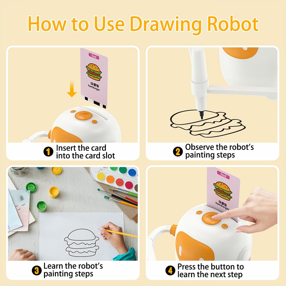 Smart Drawing Robot for Kids - Interactive Educational Toy with Drawing Cards, Montessori Learning Robot for Boys & Girls Ages 5-7 | Perfect for Home Schooling, Birthday Gifts & Creative Play (Blue)