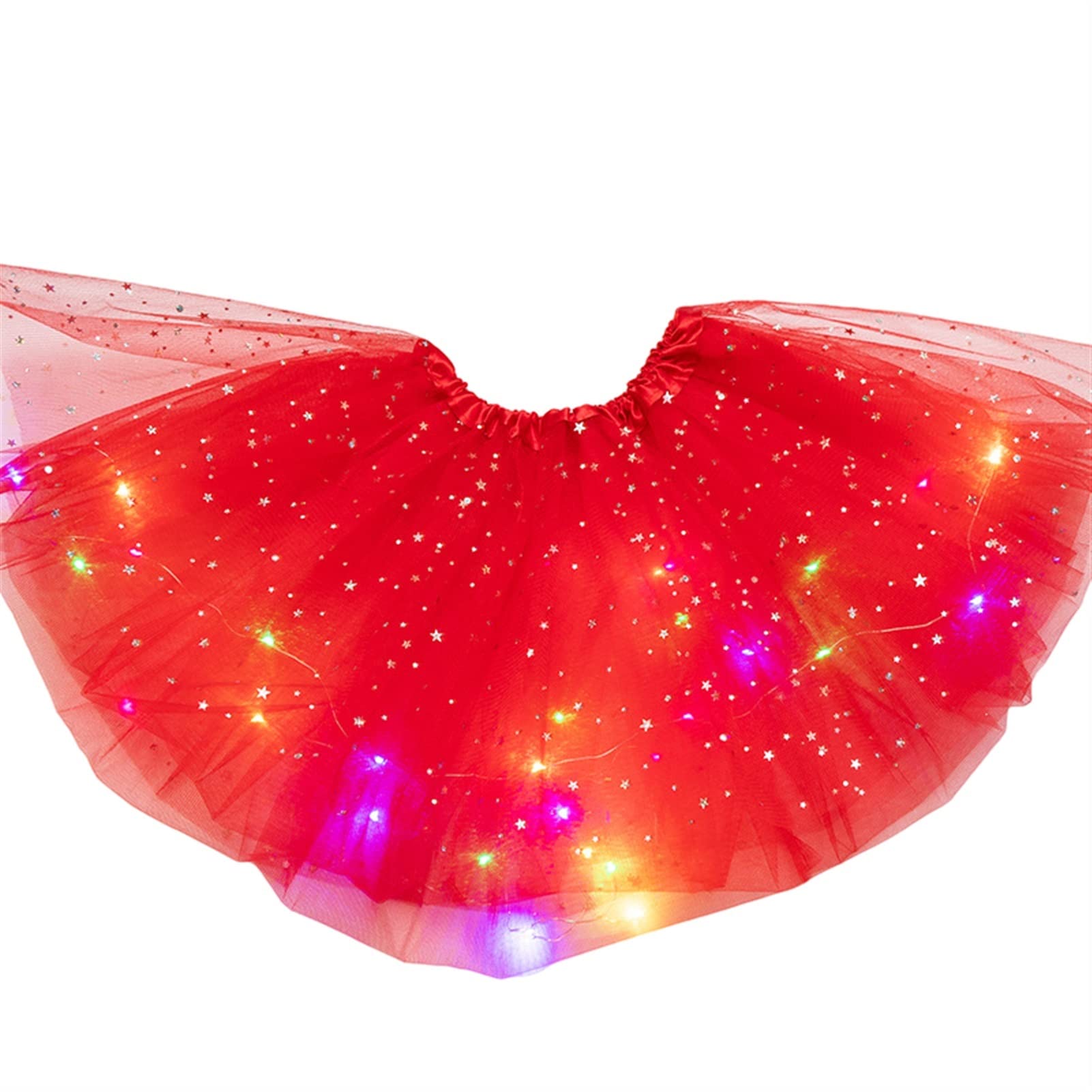 Girls LED Sequin Tutu Skirt - Sparkling Tulle Dance Skirt with Lights for Kids, Perfect for Ballet, Dance Performances, and Party Costumes