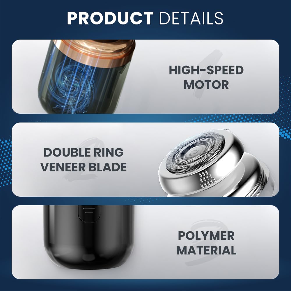 2025 Mini Portable Electric Shaver for Men - 2-in-1 Beard Trimmer & Nose Hair Clipper | USB Rechargeable Waterproof Travel Shaver | Compact Capsule Design | Perfect for Home, Office, Gym, Travel, Business Trips & Camping | Great Gift for Dad, Father's Day, Christmas & Birthdays (Black) | Ideal for Daily Grooming, On-the-Go Styling & Quick Touch-Ups