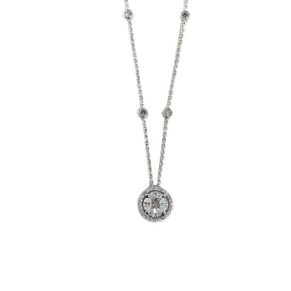 14K White Gold Diamond Pendant Necklace for Women - Elegant Solitaire Pendant Jewelry Gift for Anniversary, Valentine's Day & Special Occasions