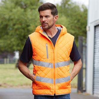 High Visibility Kensington Hooded Gilet - Reflective Safety Vest for Outdoor Work, Cycling & Running - ANSI Certified for Construction & Road Workers