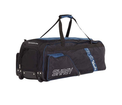 Shrey PRO Wheelie Cricket Kit Bag - Black & Blue | Durable Cricket Equipment for Travel & Practice | Perfect for Matches, Training & Sports Gear Storage