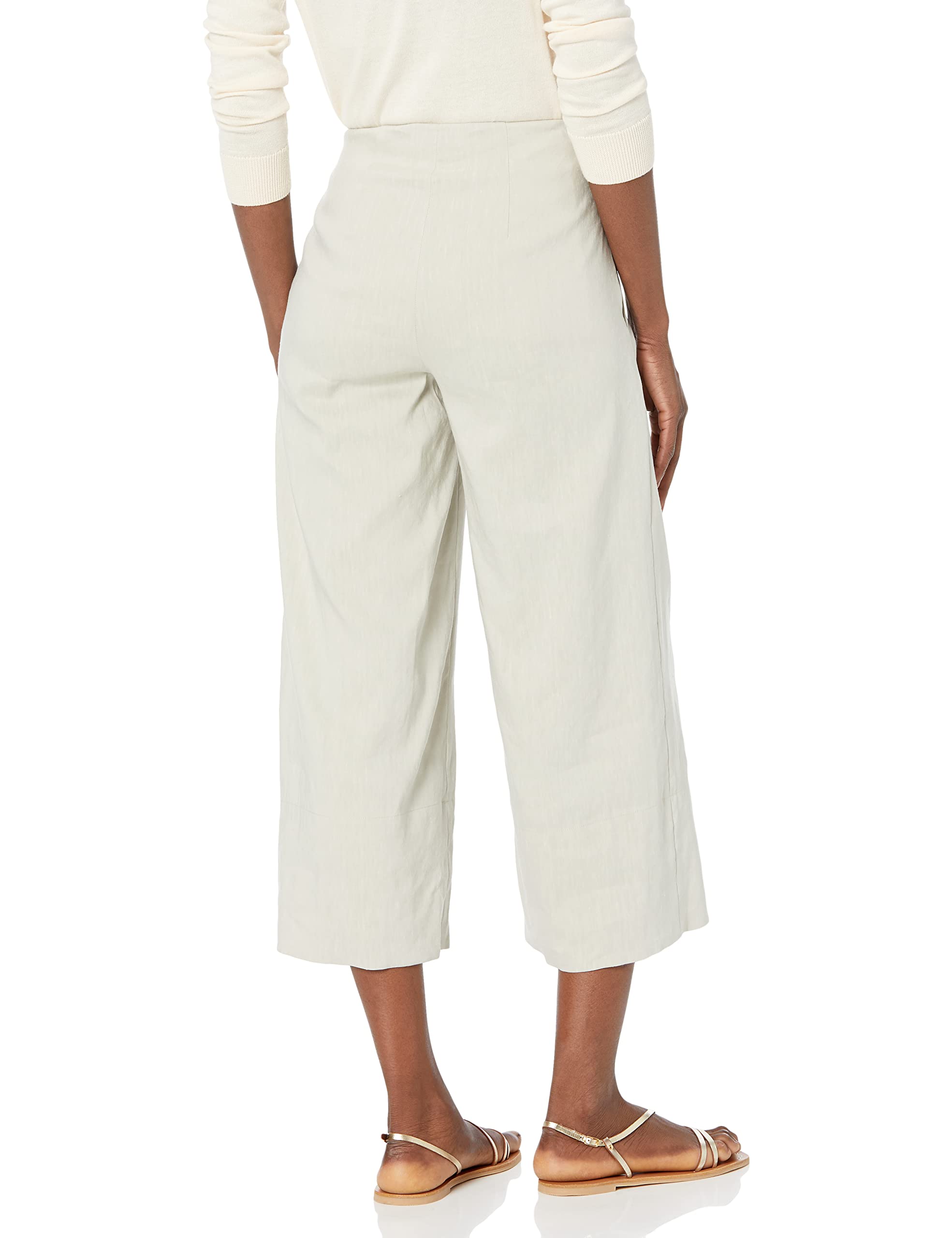 Vince Women's Linen Crop Wide Leg Pants - Comfortable High Waisted Summer Trousers for Casual Outings & Beach Vacations