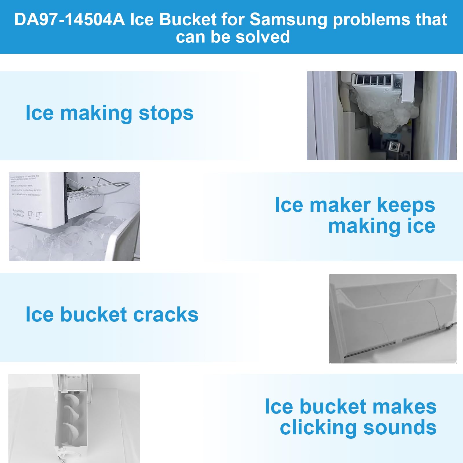 Upgraded DA97-14504C Refrigerator Ice Bucket Replacement for Samsung RF23HCEDBSR RF22KREDBSR RF23J9011SR - Ice Maker Container Tray & Auger Assembly - Perfect for Home Kitchen and Office Use