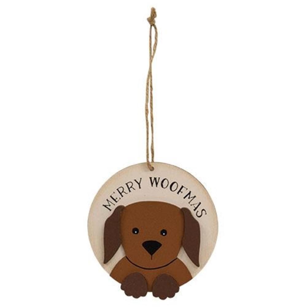 Merry Woofmas Wooden Dog Christmas Ornament - Handcrafted Pet Lover Holiday Decor for Tree, Gift & Home Decoration