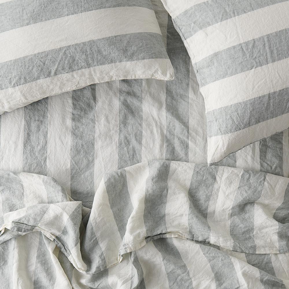 Premium 100% Linen Pillowcase Set - Soft & Breathable Fog Stripe Design - Perfect for Bedroom, Guest Room & Hotel Use