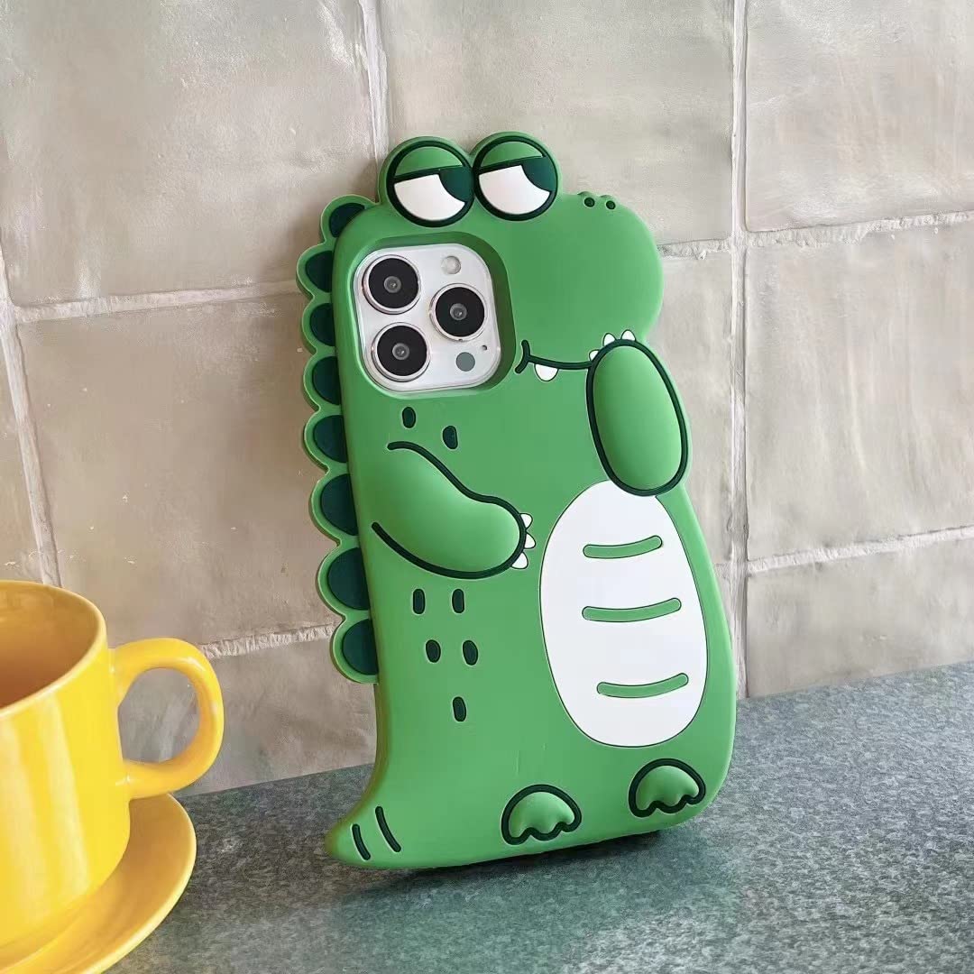 Cute 3D Cartoon Crocodile Soft Silicone Shockproof Protective Phone Case for iPhone 12 Pro Max - Kawaii Green Cover for Women & Girls | Perfect for Everyday Use, School, Work and Travel