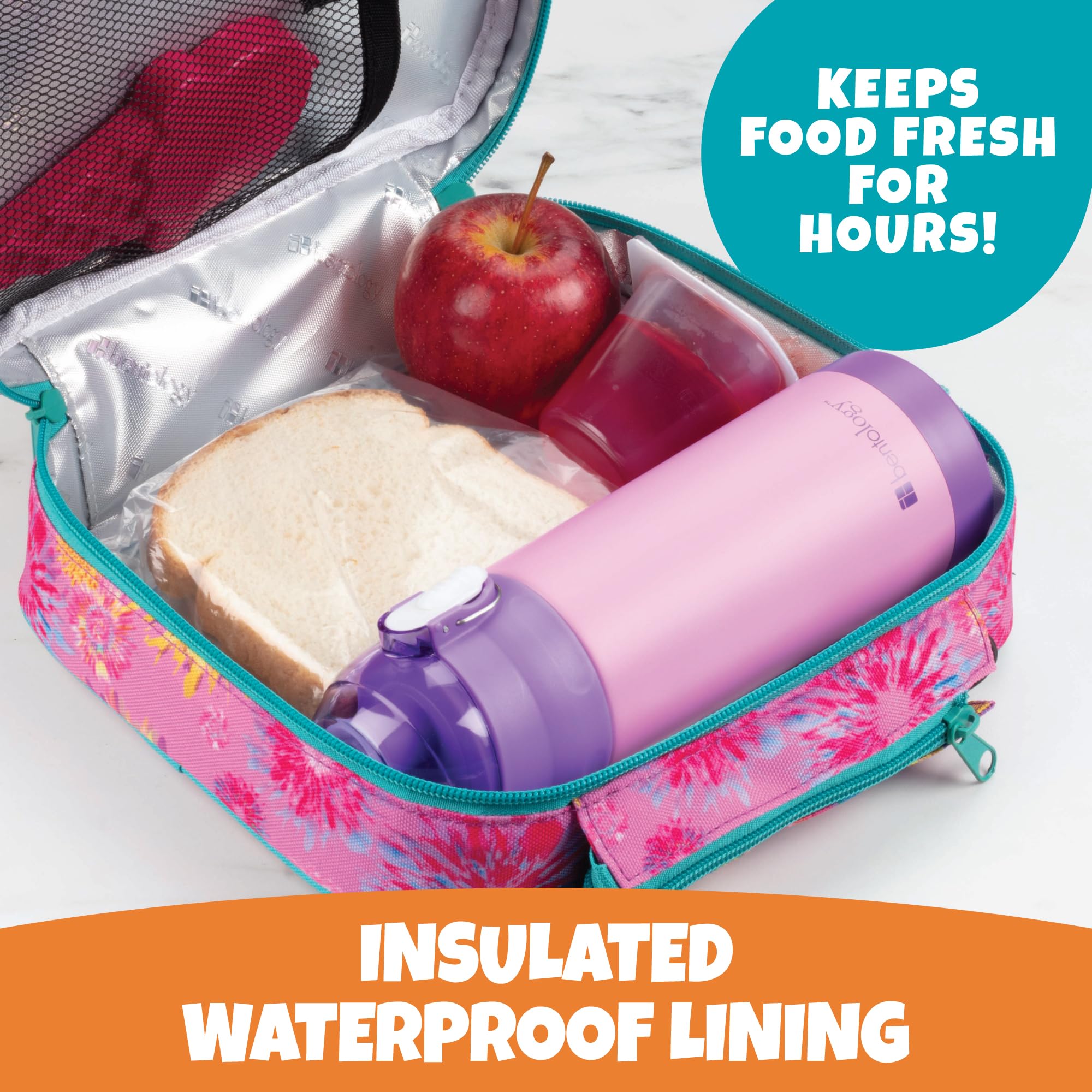 Bentology Insulated Lunch Box for Kids - Reusable Bento Lunch Bag for Boys & Girls - Leakproof & Thermal Tote for School, Work, or Picnics