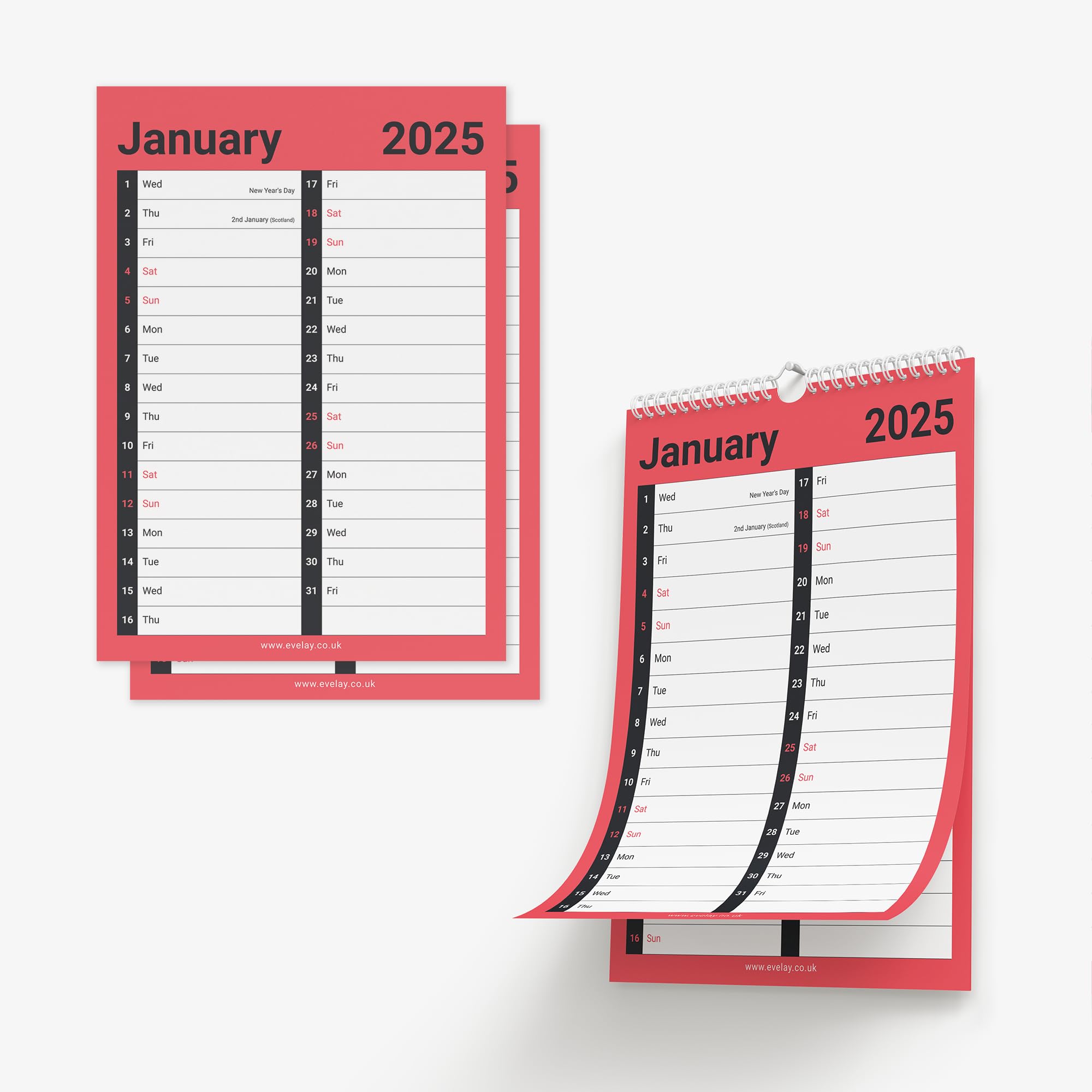 2025 Spiral Bound Wall Calendar Planner - A4 Large 2-Column Monthly View for Home, Office & School | Perfect for Business Planning, Academic Scheduling & Family Organization
