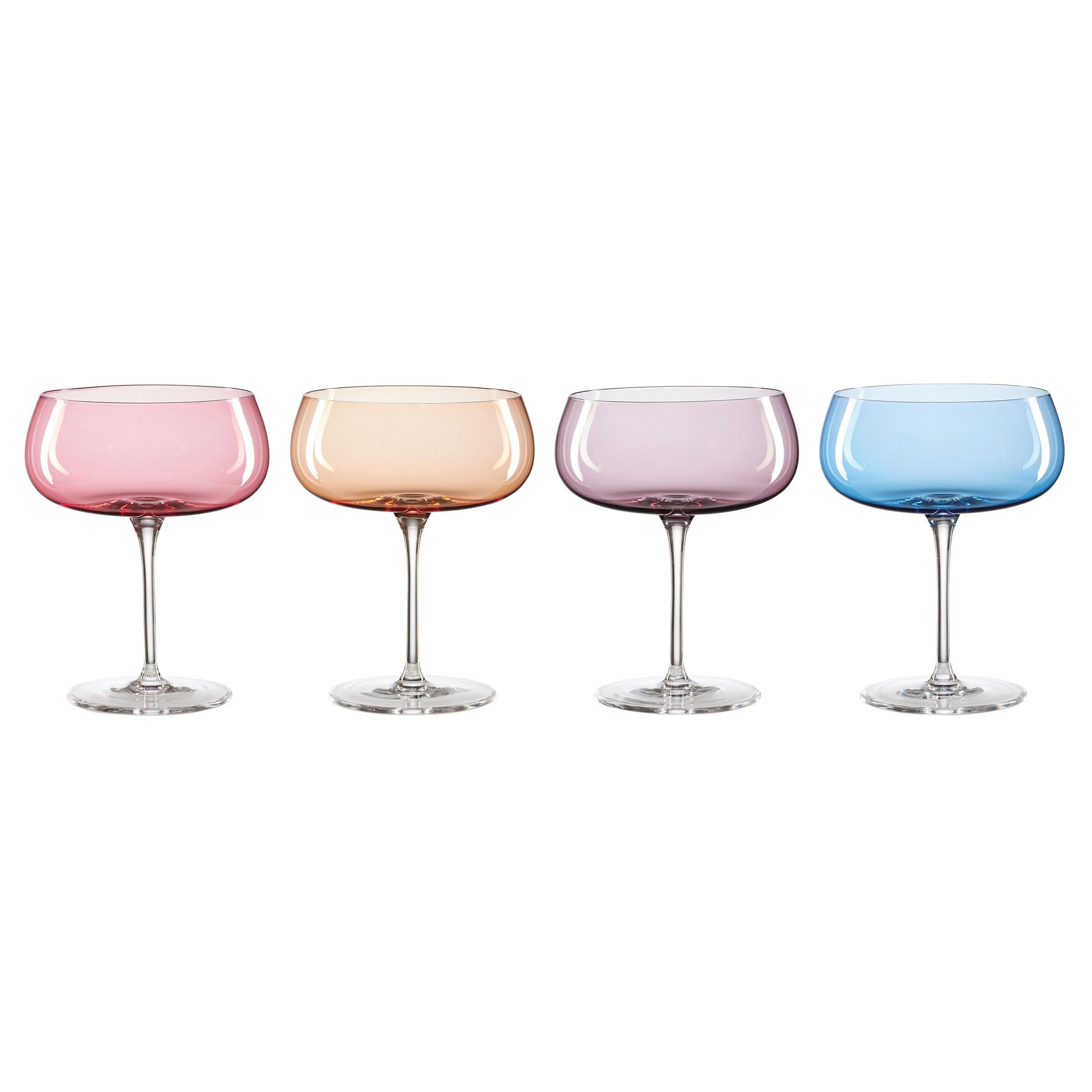 True Colors Cocktail Glasses Set of 4 - Vibrant Colored Stemware for Margaritas, Martinis & Party Drinks - Perfect for Home Bars, Wedding Receptions & Cocktail Parties