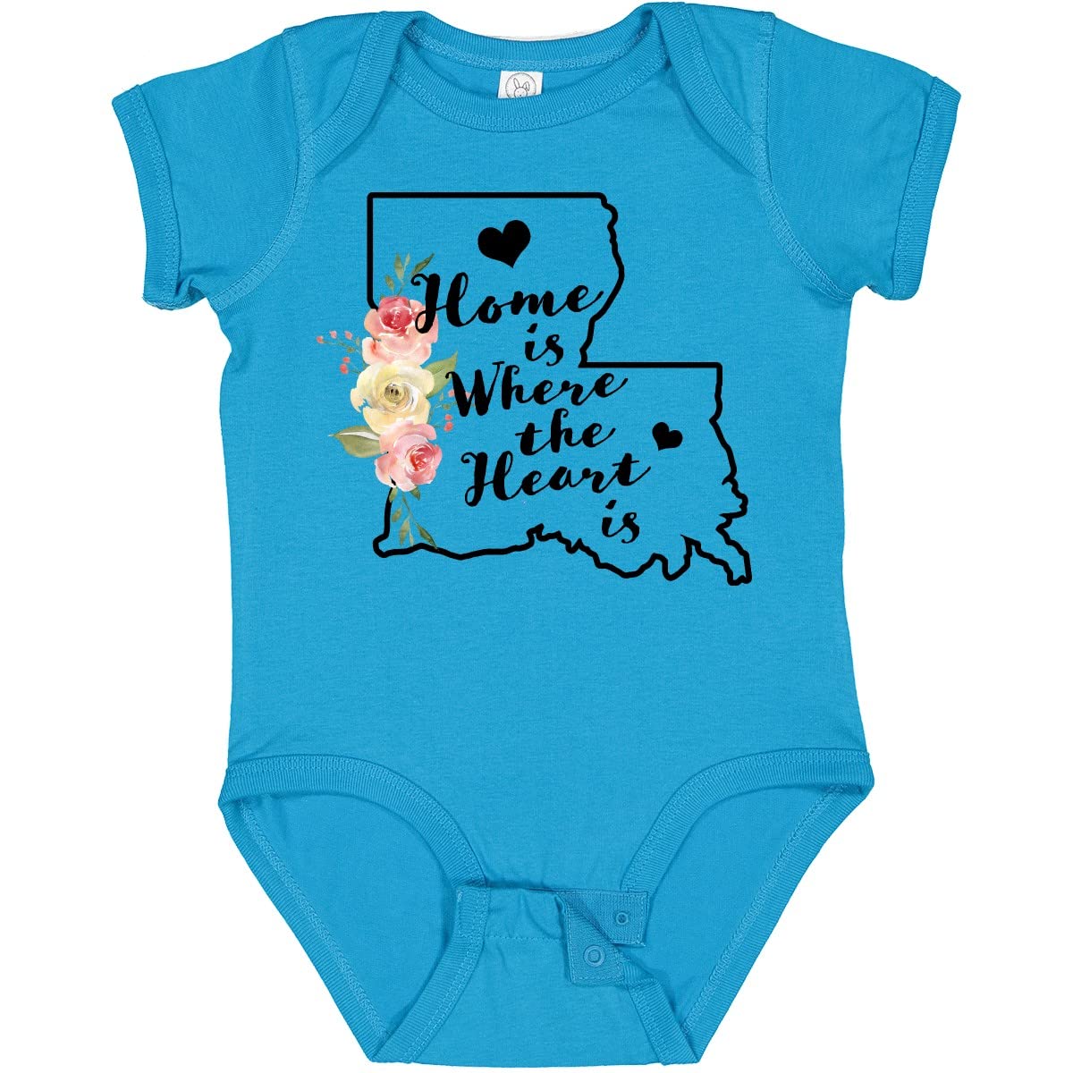 Inktastic Louisiana Home is Where The Heart is Watercolor Baby Bodysuit - Soft Cotton Onesie for Newborns & Infants, Cute Gift for Baby Showers & Birthdays, Perfect for Family Photos & Casual Outings
