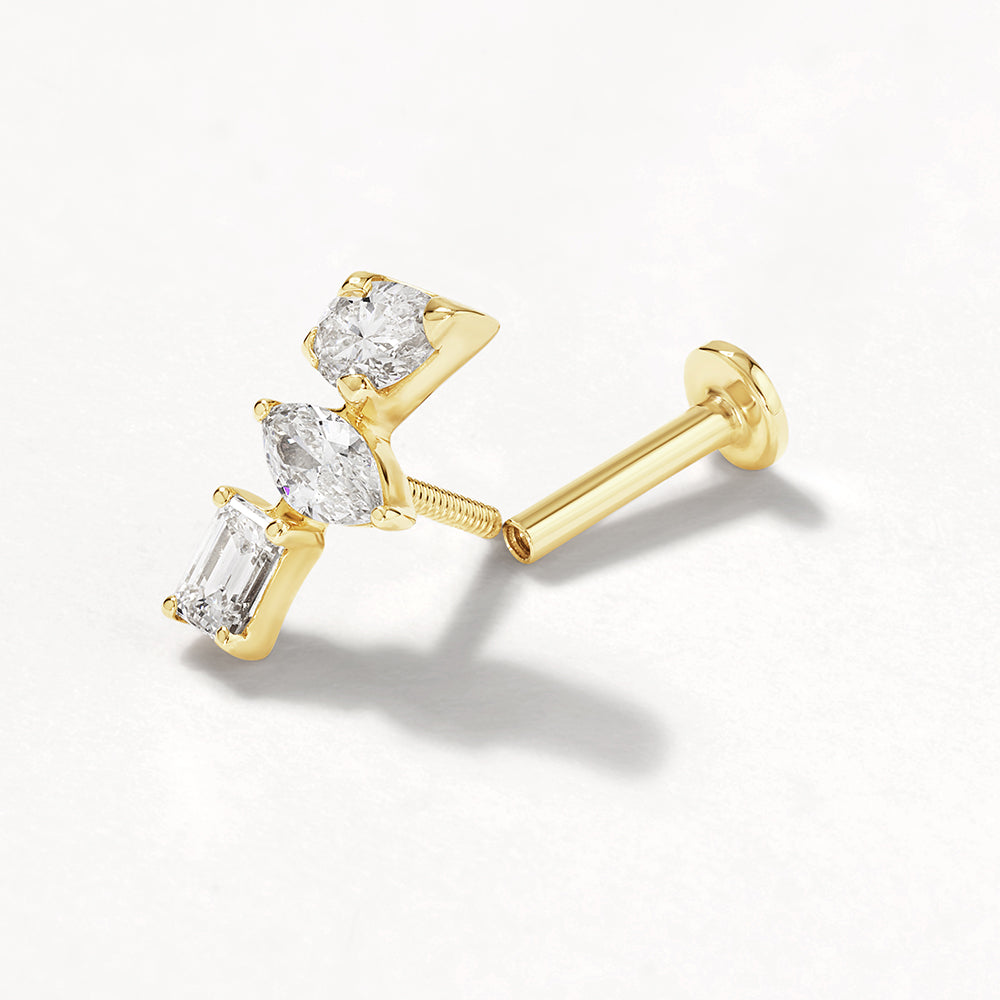 10k Gold Lab-Grown Diamond Fancy Trio Helix Stud Earrings - Elegant Everyday Jewelry for Women & Gift for Special Occasions