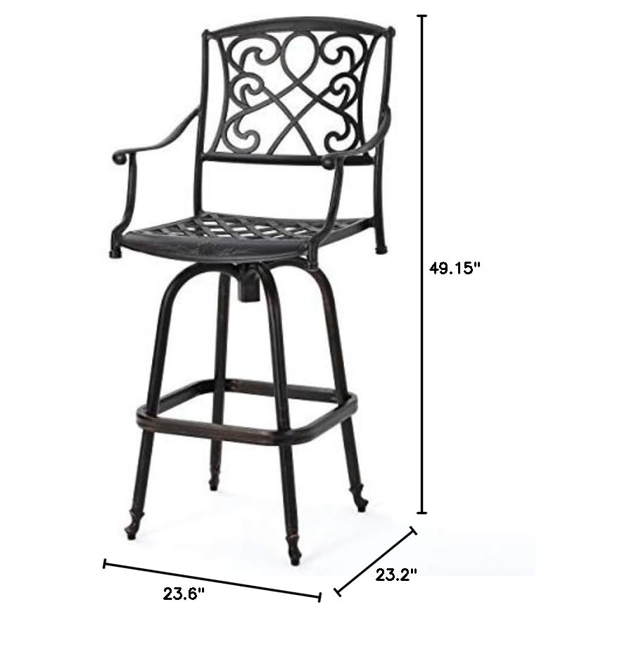 Christopher Knight Home Santa Maria Barstool - Shiny Copper Metal Bar Height Stool for Kitchen Island, Breakfast Bar & Home Decor