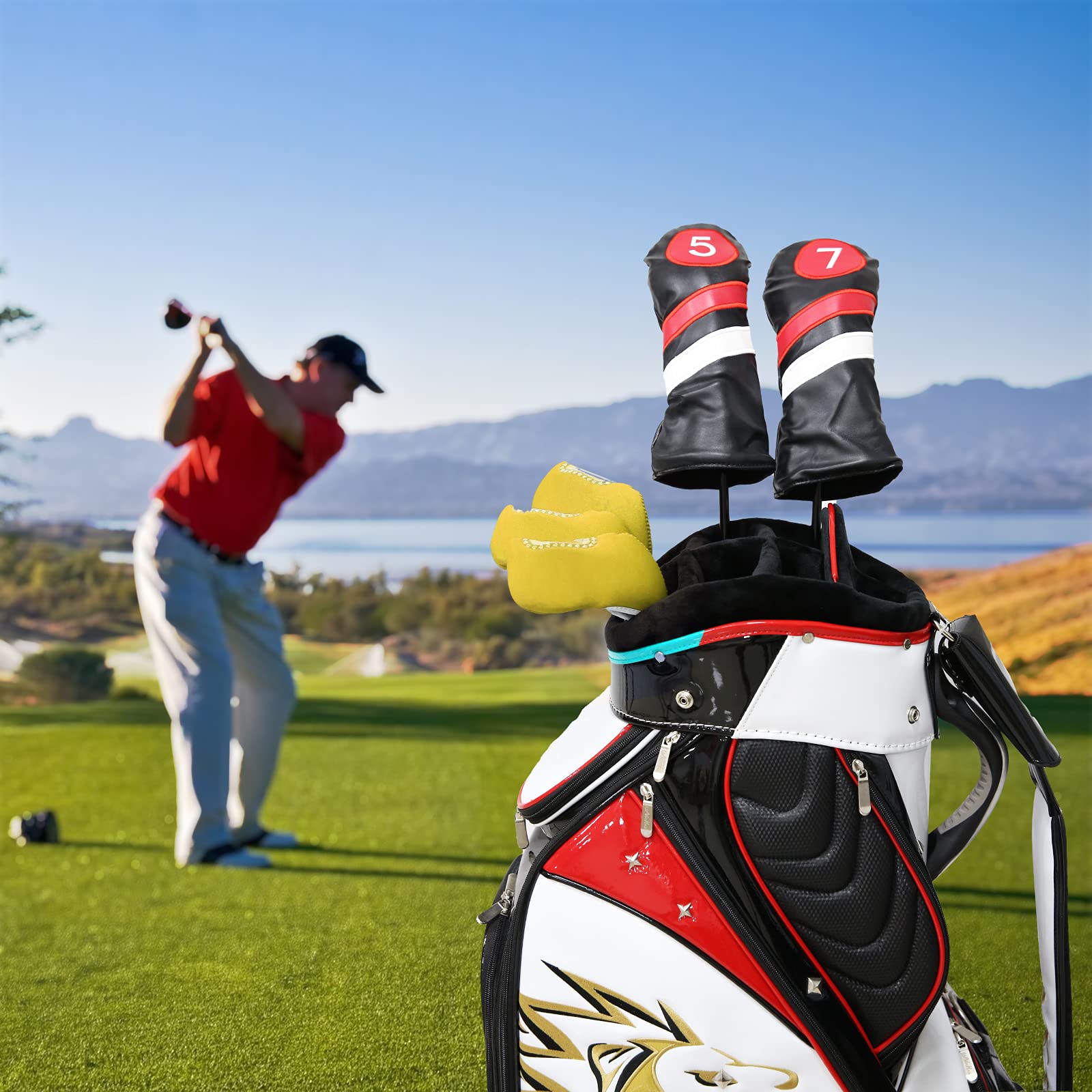 Premium Neoprene Golf Iron Head Covers 10-Piece Set with Clear Window - Universal Fit for Most Golf Irons - Protect Your Clubs from Damage & Scratches | Perfect for Golf Tournaments, Driving Range Practice & Club Storage