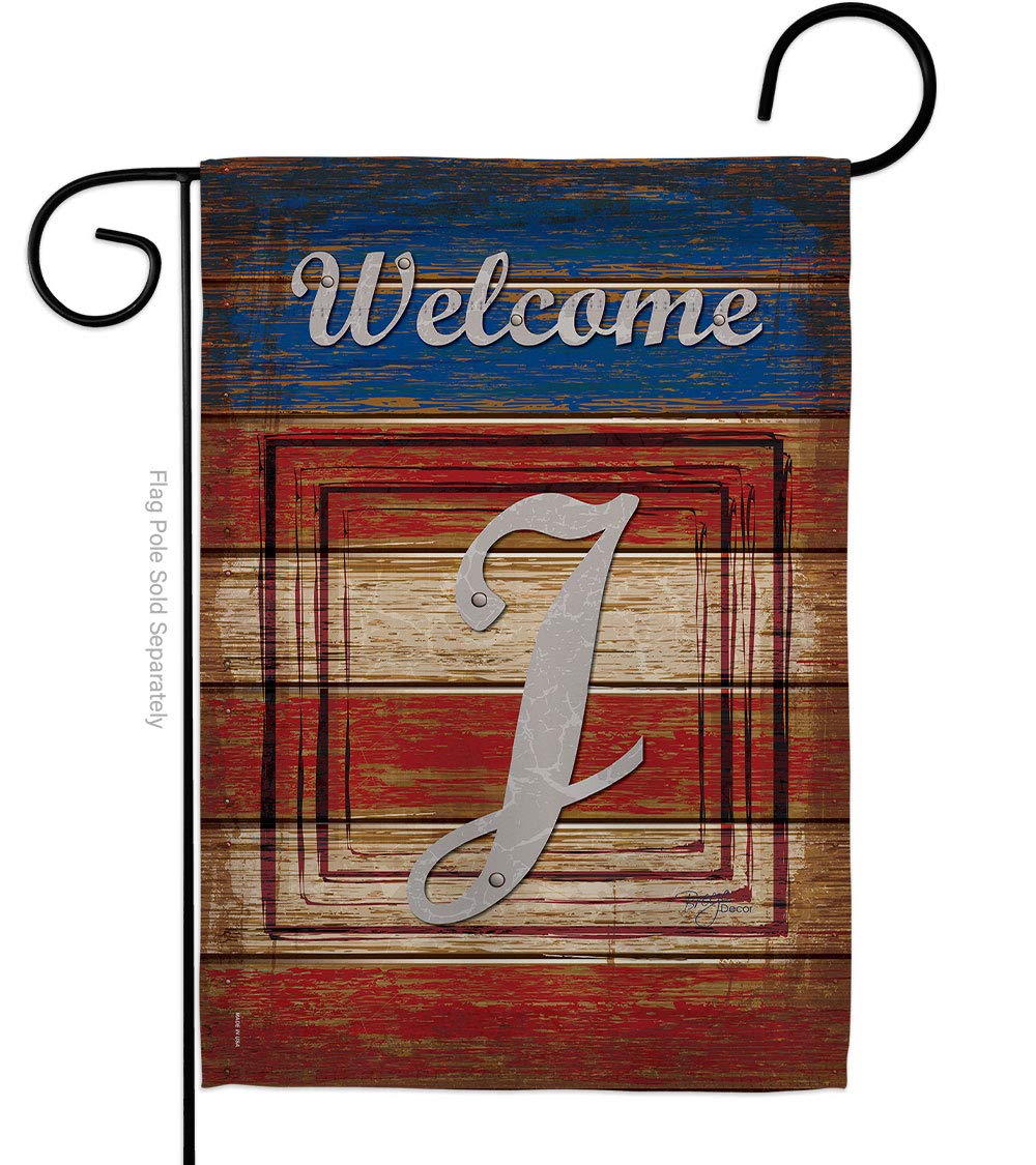Breeze Decor Patriotic J Initial Garden Flag 13x18.5in - Perfect for Outdoor Decor