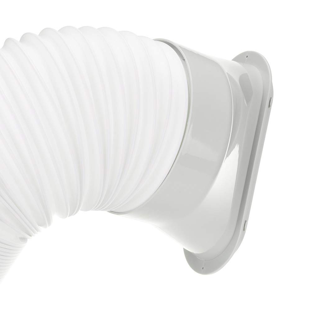 6'' Portable Air Conditioner Window Adapter Kit - White Flat Exhaust Hose Connector Tube & Air Hood Baffle Plate - AC Vent Accessories for Mobile Cooling - Perfect for Apartments, RVs, and Small Spaces
