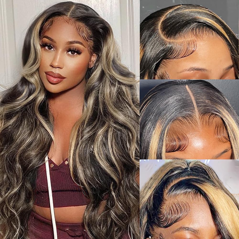 28 Inch Pre Plucked 1B/27 Ombre Lace Front Wig - 200% Density Human Hair with Baby Hair & HD Lace - 13x4 Body Wave Lace Front Wigs for Women | Perfect for Daily Wear, Parties, Cosplay & Special Occasions
