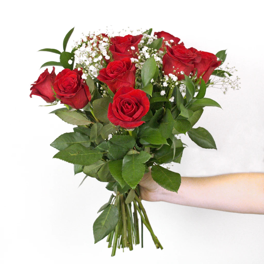 12 Long Stem Red Roses Bouquet - Fresh Valentine's Day Flowers Gift for Her, Anniversary, Wedding, Romantic Date Night Decor
