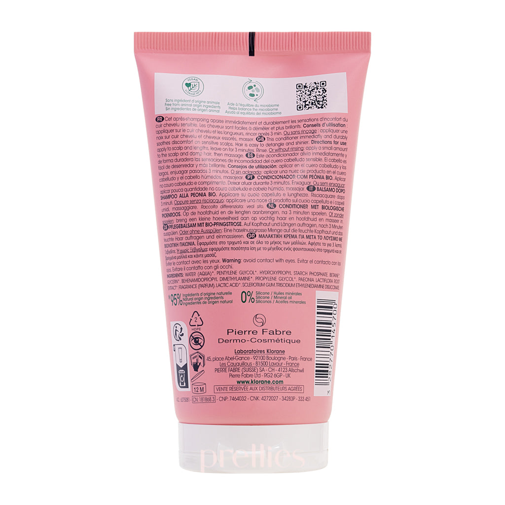 KLORANE Peony Nourishing Hair Conditioner Gel - 150ml for Dry & Damaged Hair - Hydrating & Smoothing Hair Care for Daily Use at Home or Salon
