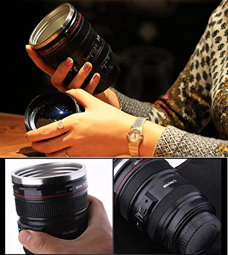 Professional Camera Lens Coffee Mug with Lid - Stainless Steel Travel Mug for Photographers - Perfect Gift for Coffee Lovers & Photography Enthusiasts - Ideal for Office, Travel, and Outdoor Adventures