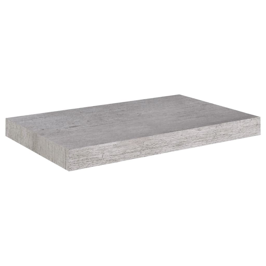 Floating Wall Shelf Set of 2 - Modern Concrete Gray MDF Wall Mounted Shelves 19.7