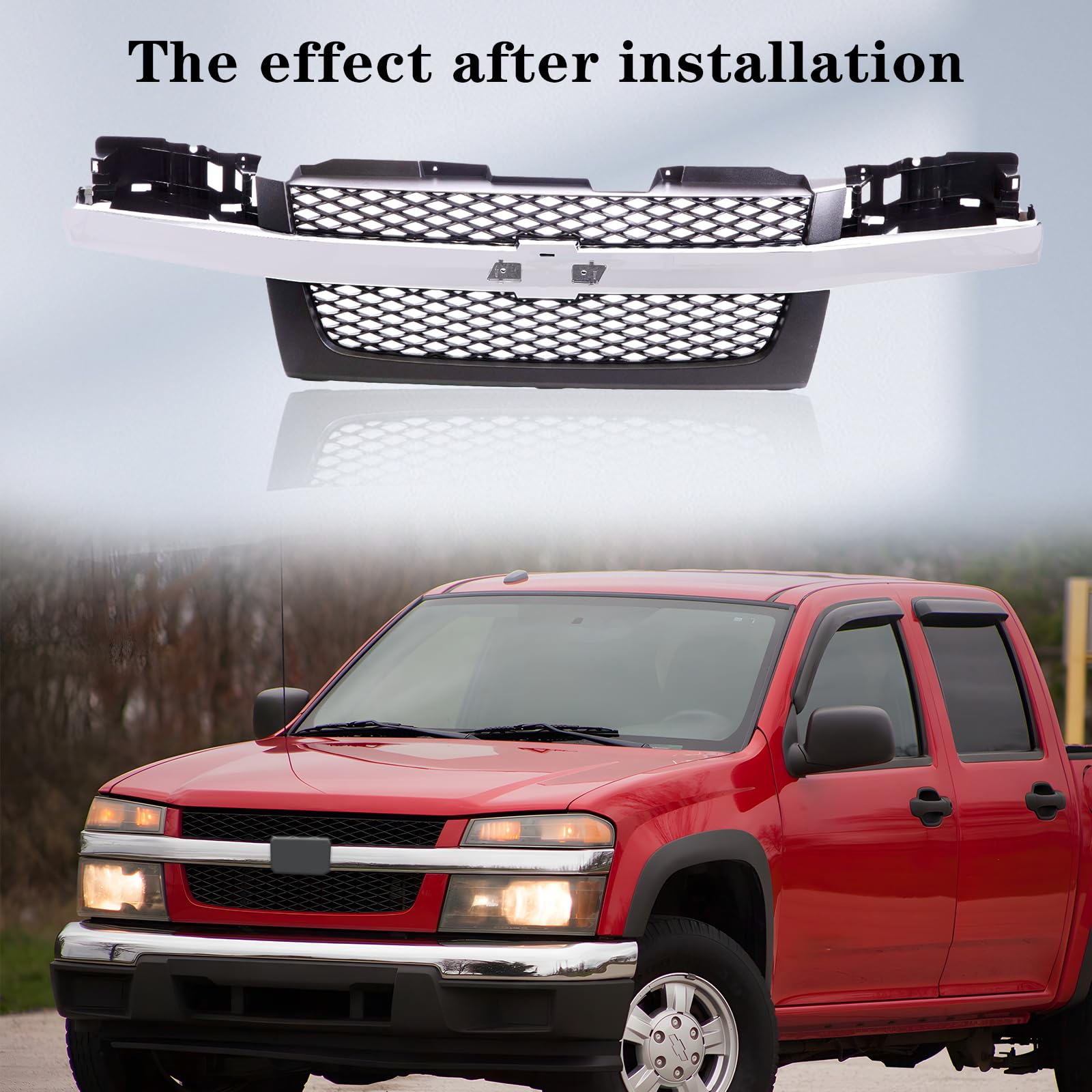 Dark Gray Front Grille with Chrome Center Bar for 2004-2012 Chevy Colorado | GM1200518 | CarPartsDepot | Upgrade Your Truck's Style & Protection