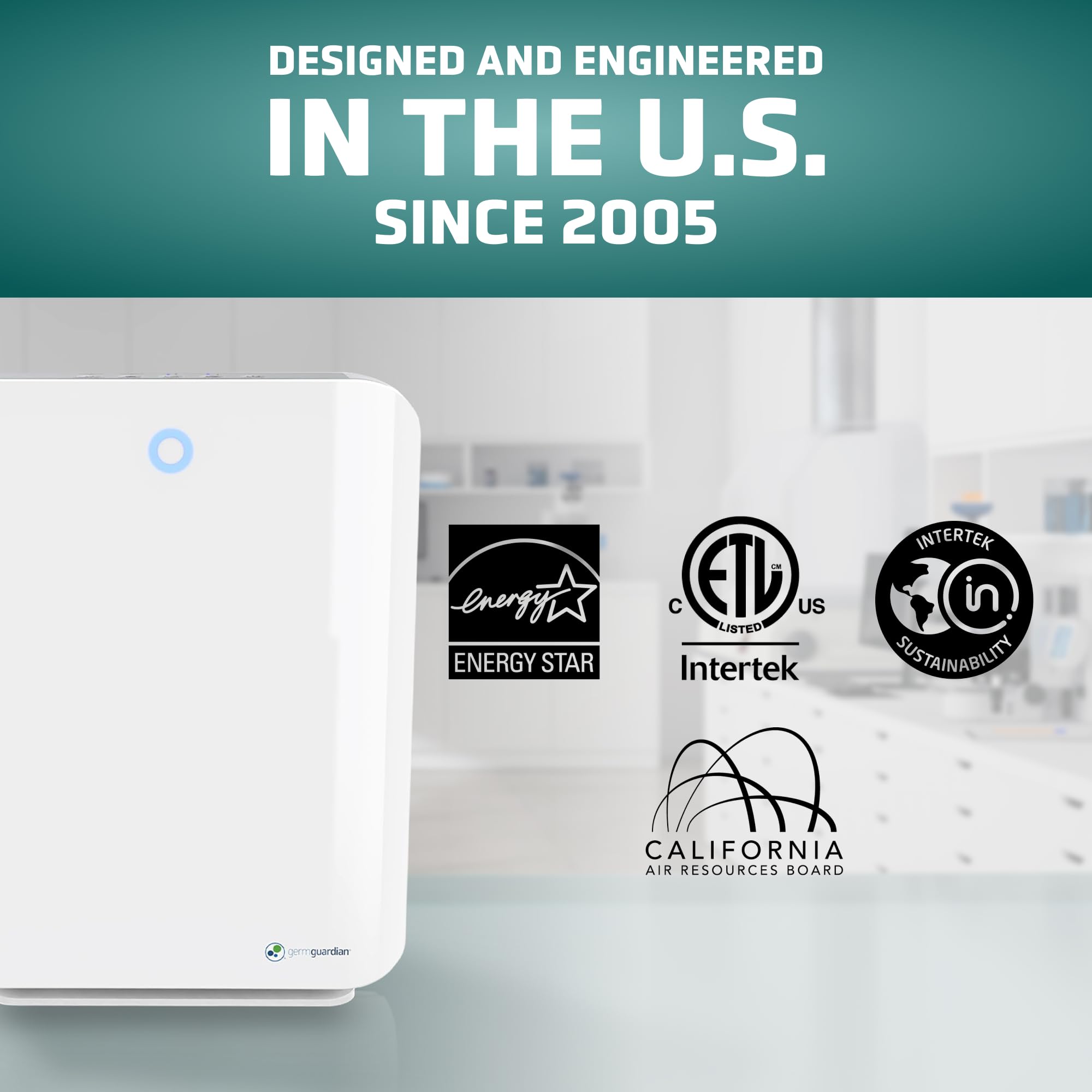 GermGuardian AC5900WCA HEPA Air Purifier for Home & Office - Covers Large Rooms up to 1760 Sq.Ft, UV-C Light Technology, Zero Ozone Verified, White - Perfect for Allergies, Pet Dander & Smoke Removal in Bedrooms, Living Rooms & Basements