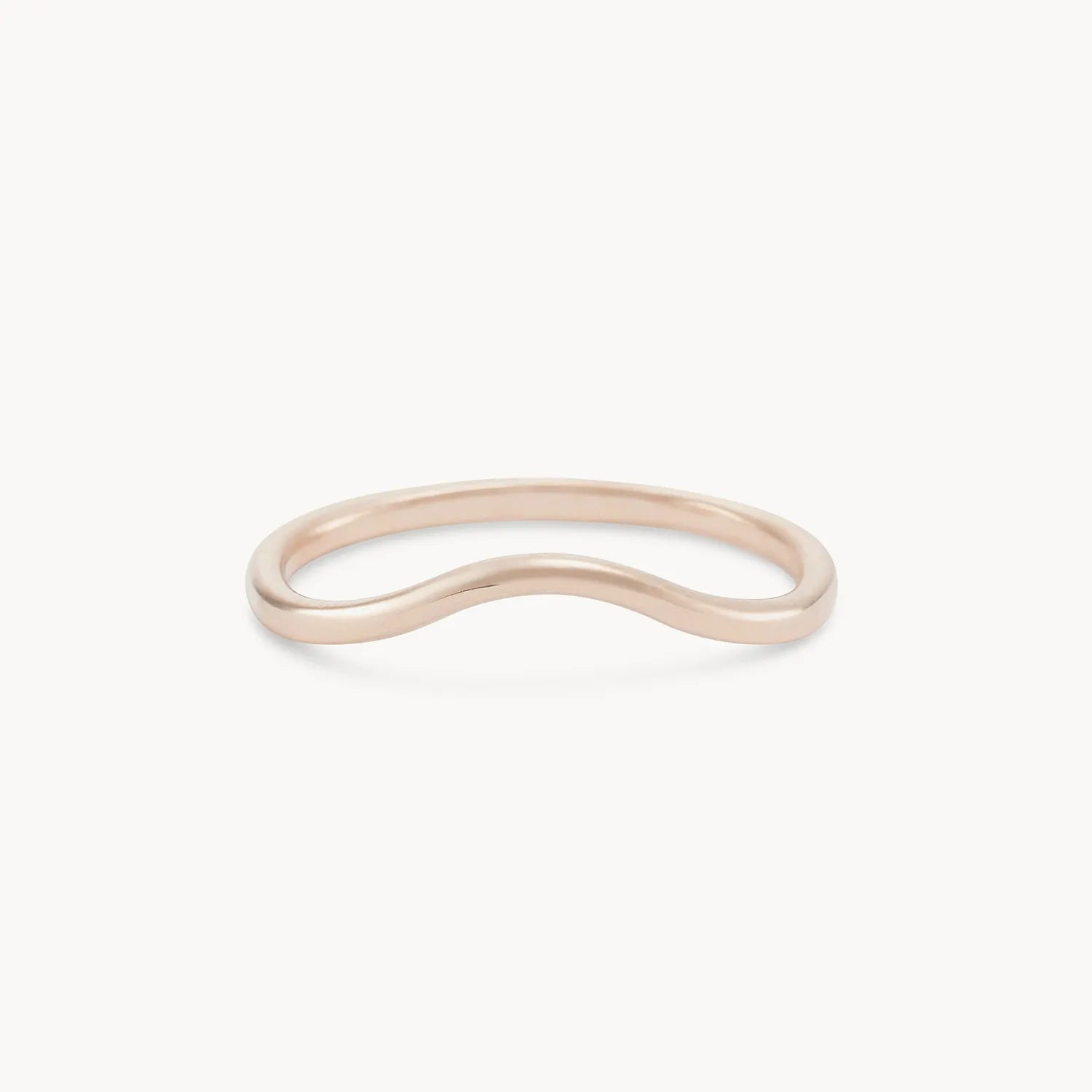 14K Rose Gold Plain Wave Band Ring - Elegant & Minimalist Jewelry for Women, Perfect for Everyday Wear, Gifts & Special Occasions