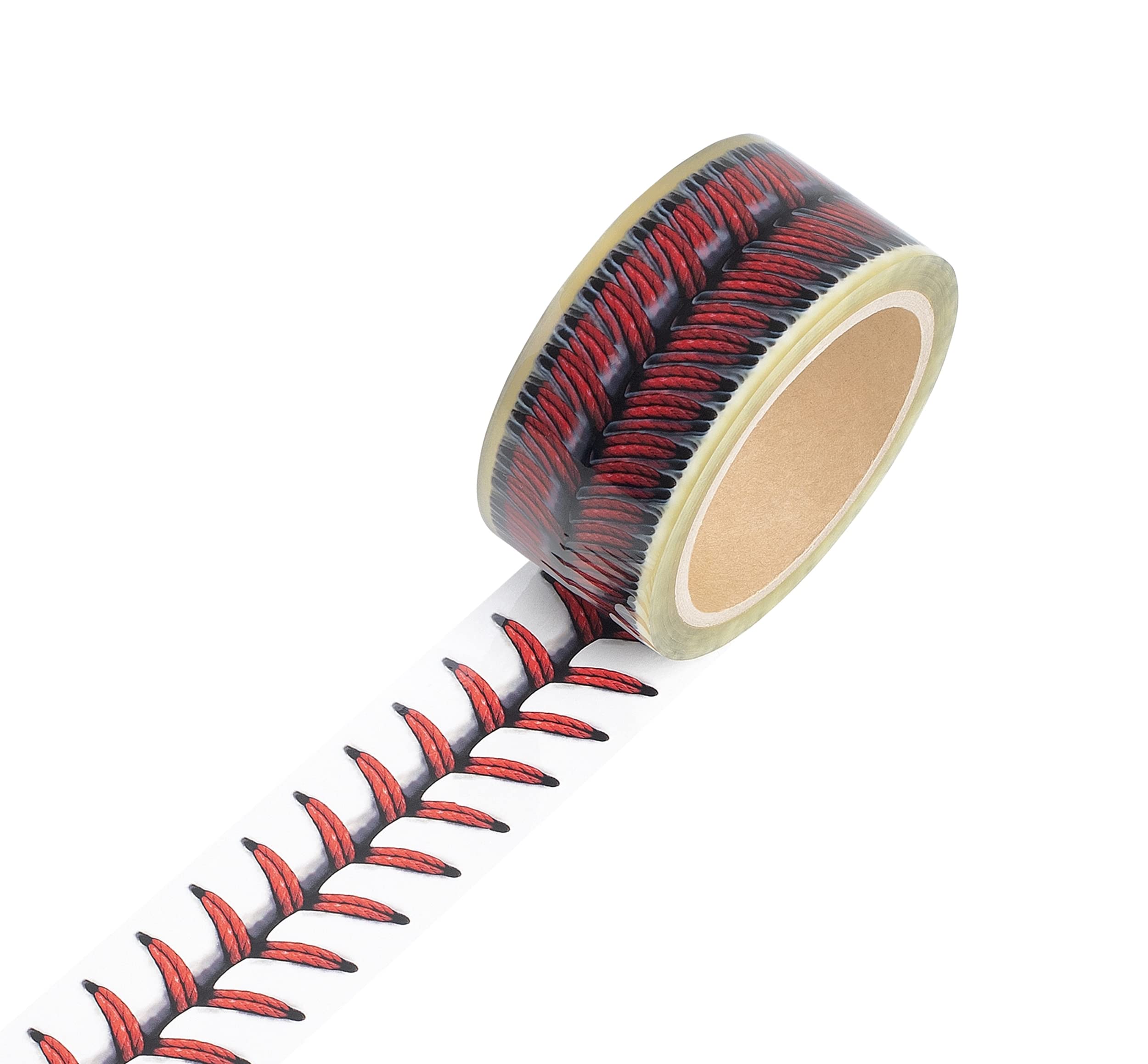 Baseball Stitches Design Packaging Tape - 44 Yard Cellophane Adhesive Tape for Gift Wrapping, Scrapbooking & Home Decor (1 Pack, Baseball Theme)