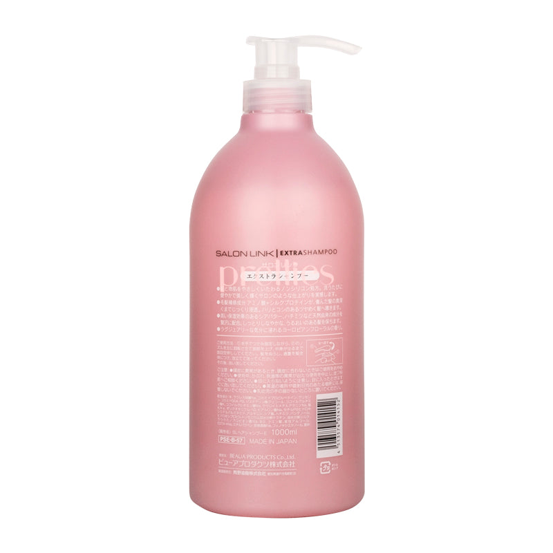 Kumano Yushi Salon Link Extra Shampoo 1000ml - Repair & Protect Damaged Hair with European Floral Scent | Pink Bottle | For Dry, Frizzy & Color-Treated Hair at Home or Salon Use