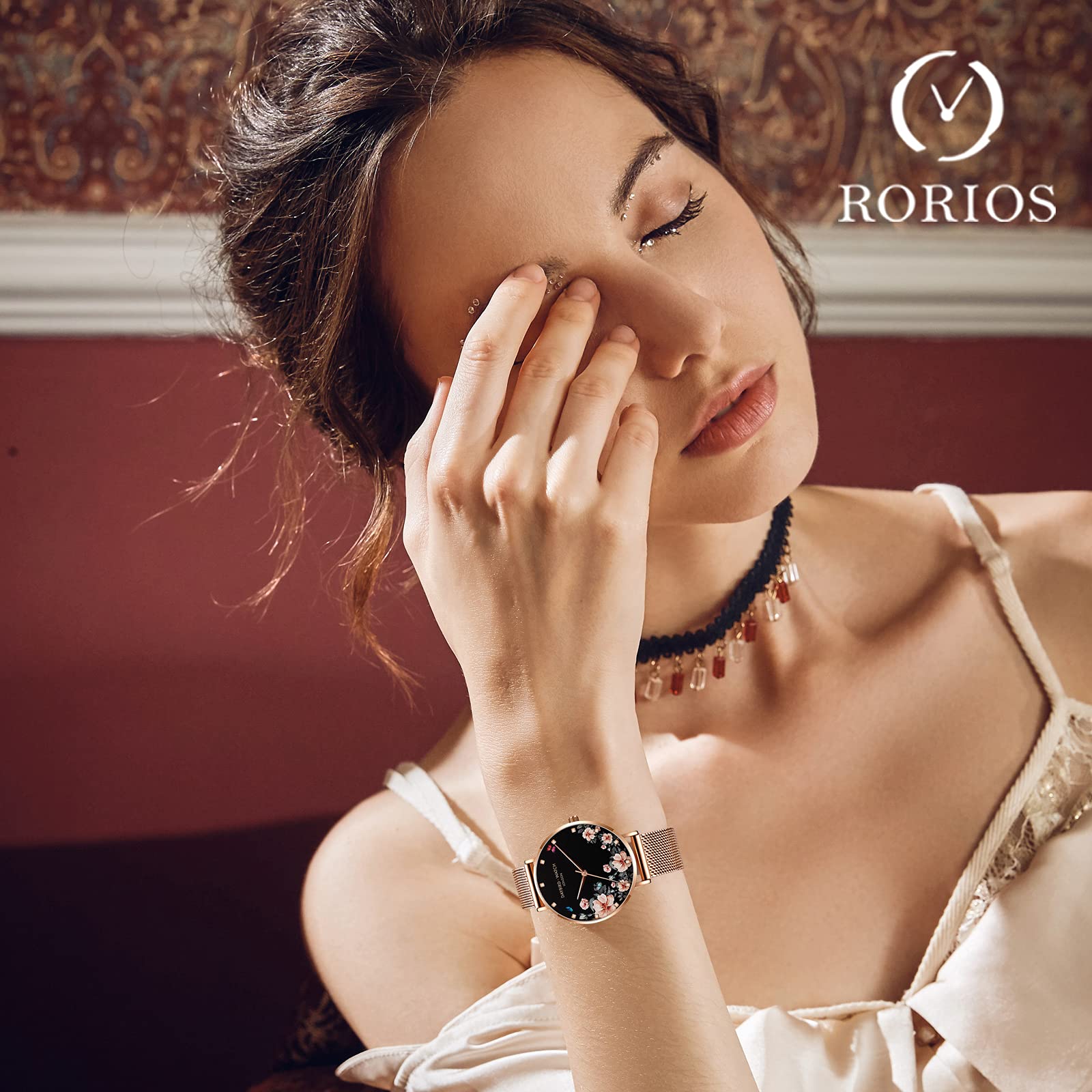RORIOS Women's Watches with Flower Dial - Stainless Steel Mesh Strap Analog Quartz Wristwatch for Ladies - Perfect for Everyday Wear, Office, and Special Occasions