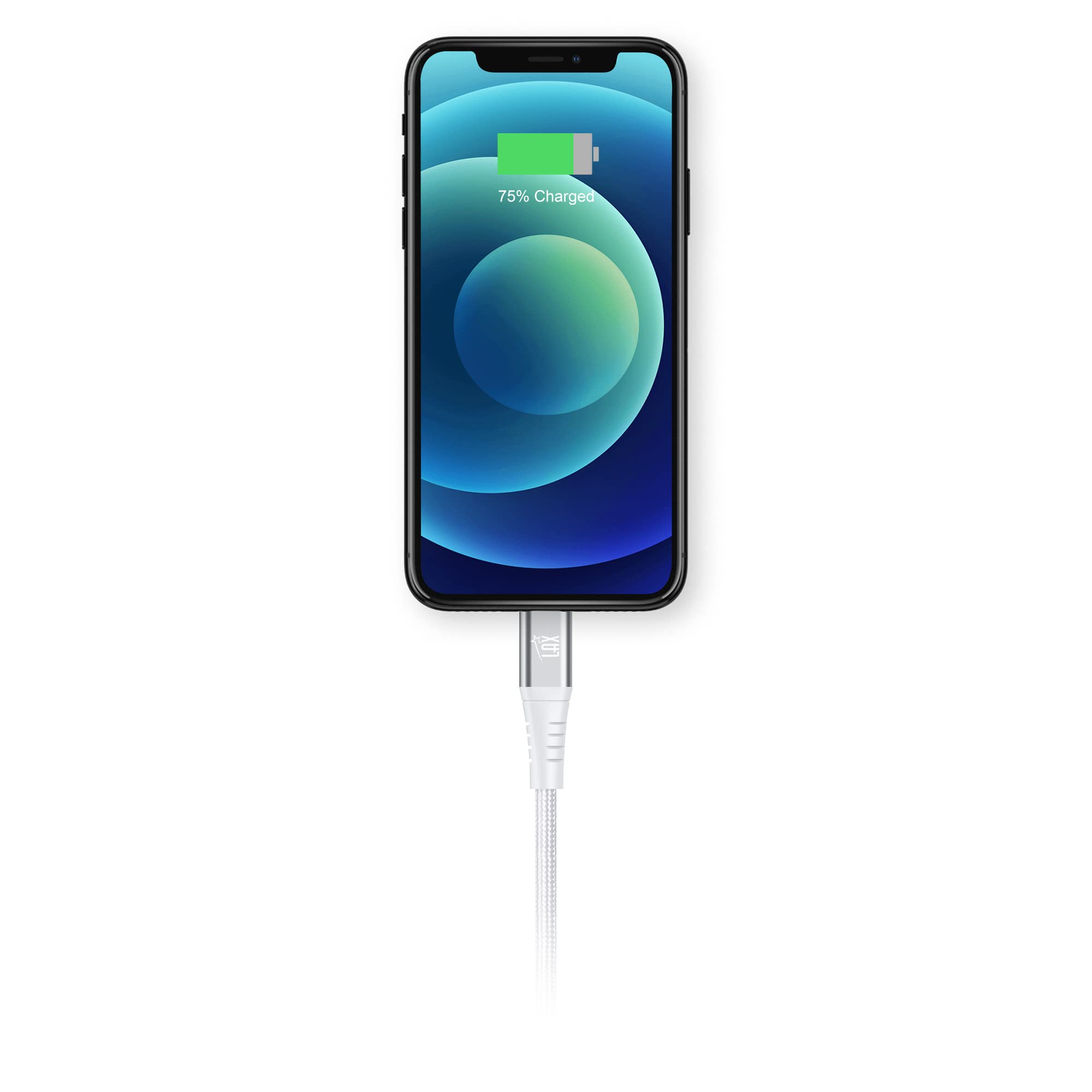 Apple MFi Certified USB C to Lightning Cable - Fast Charging Nylon Braided Cable for iPhone 14/14 Plus/14 Pro/14 Pro Max, iPad, iPod - 1ft Silver - Perfect for Home, Office & Travel Charging