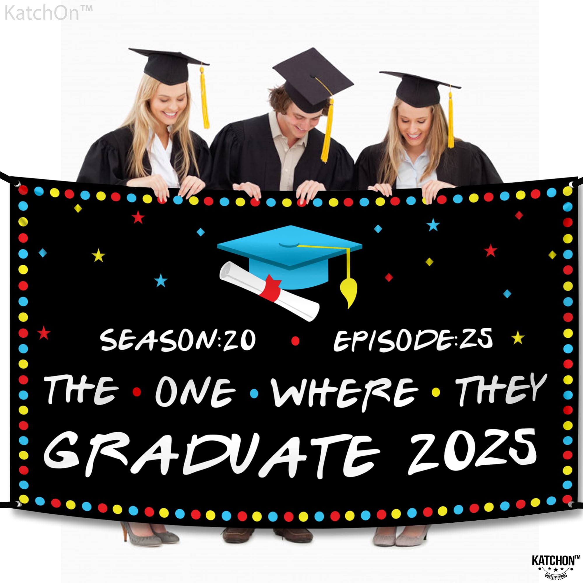 Friends Graduation Backdrop 2025 - Extra Large 72x44 Inch | Class of 2025 Graduation Banner & Decorations | Perfect for Graduation Parties, Photo Booths & School Events