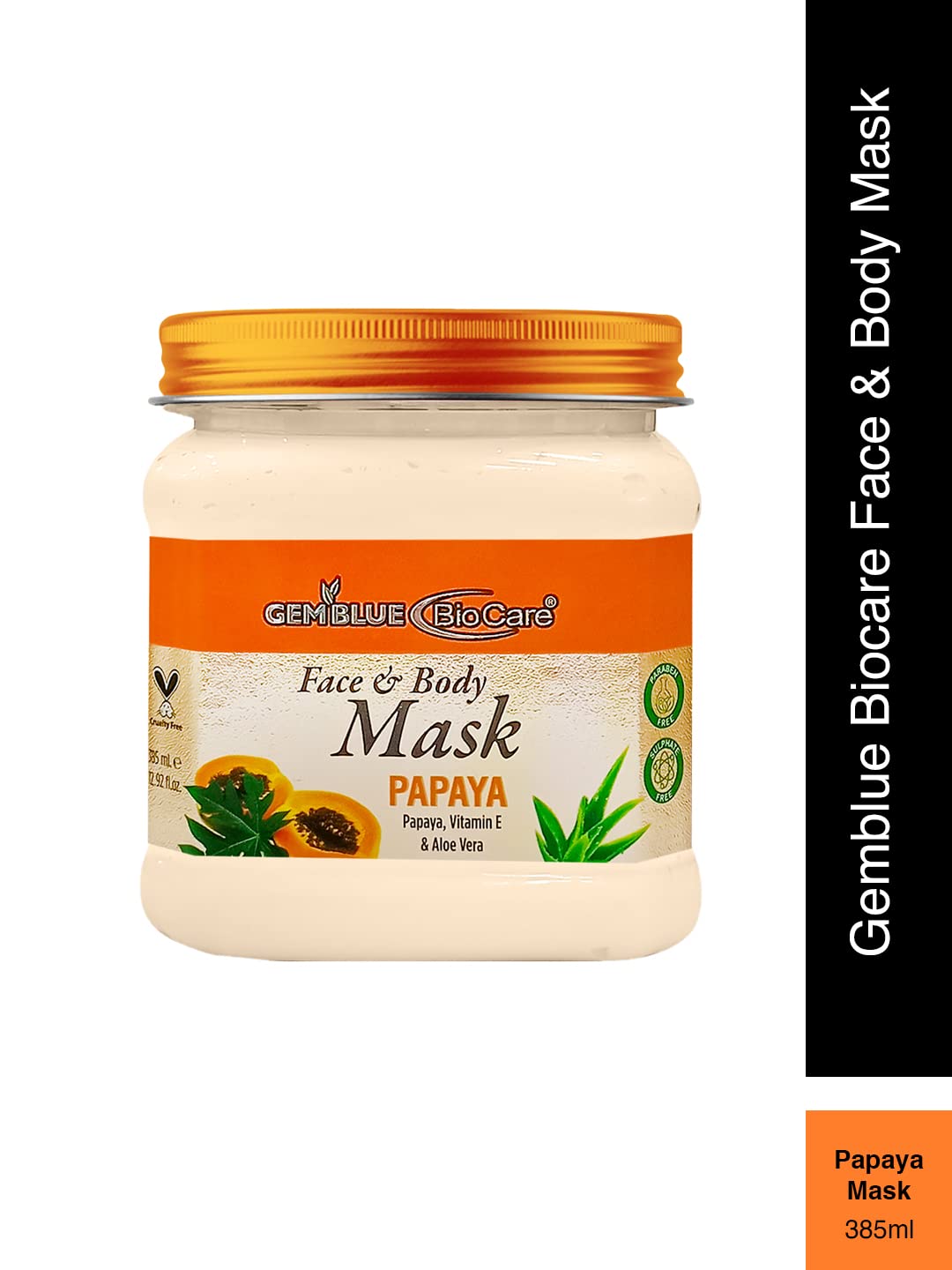 Gemblue Biocare Papaya Face Mask - Brightening & Oil Control for Acne, Blemishes & Pigmentation - 385ml (12.92 fl oz) - Perfect for Daily Skincare Routine & Post-Sun Tan Recovery