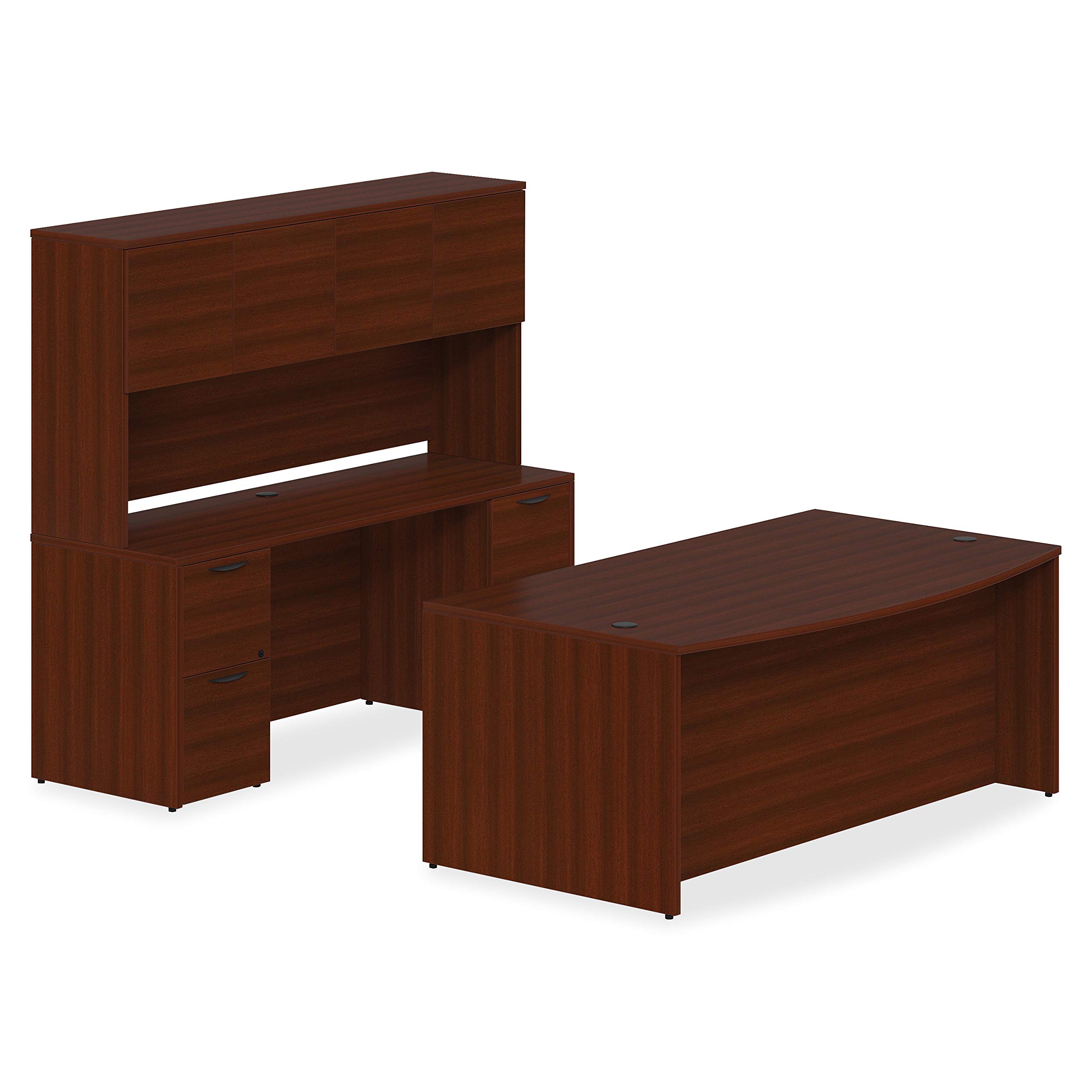 Lorell Prominence 2.0 Mahogany Laminate Right-Pedestal Desk with File Drawer - Home Office & Business Workspace Solution
