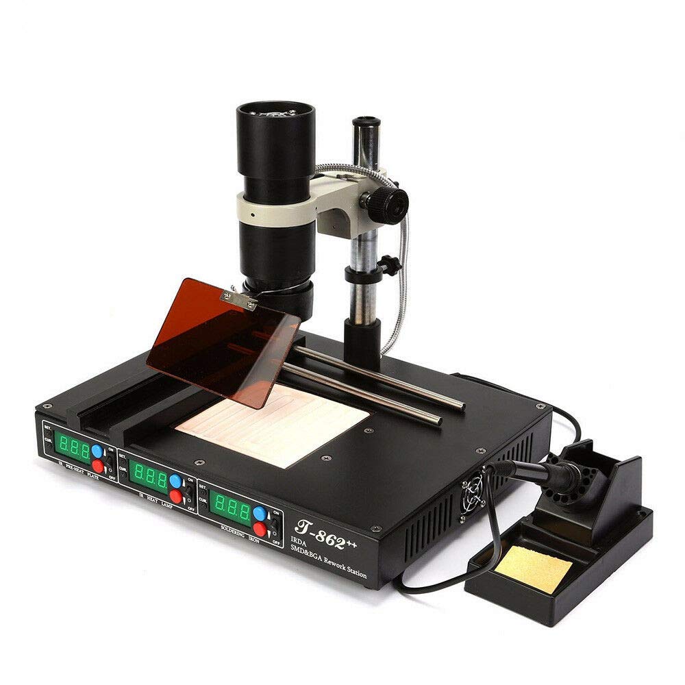 Professional T862++ BGA Rework Station with Infrared IR Soldering & SMD Welder - Preheating Machine for PCB Repair, Motherboard Rework, and Electronics Maintenance - Ideal for Tech Workshops and DIY Electronics Projects